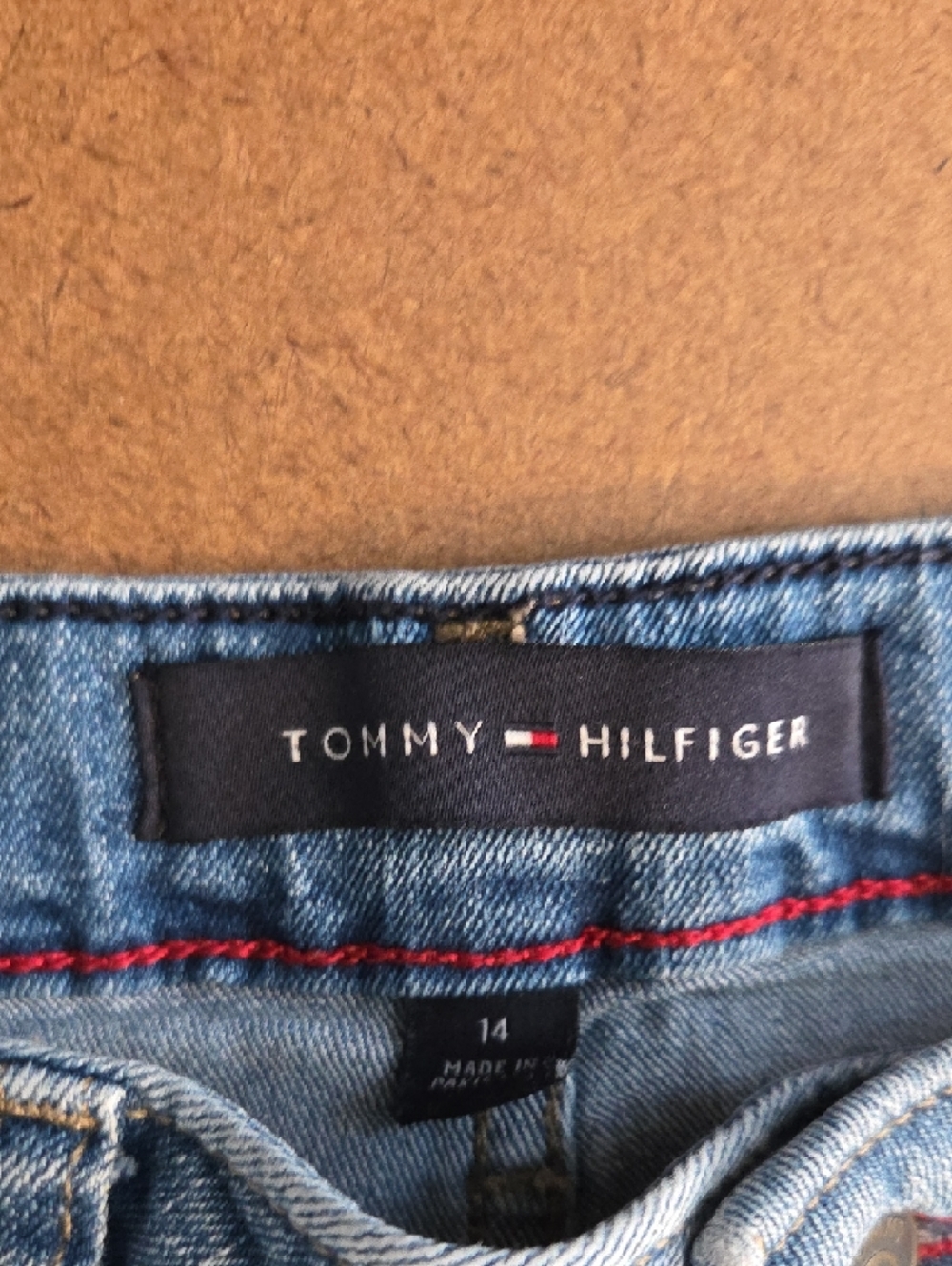 Tommy Hilfiger Light Blue Skinny Jeans with Red-White Side Trim - Picture 2 of 3